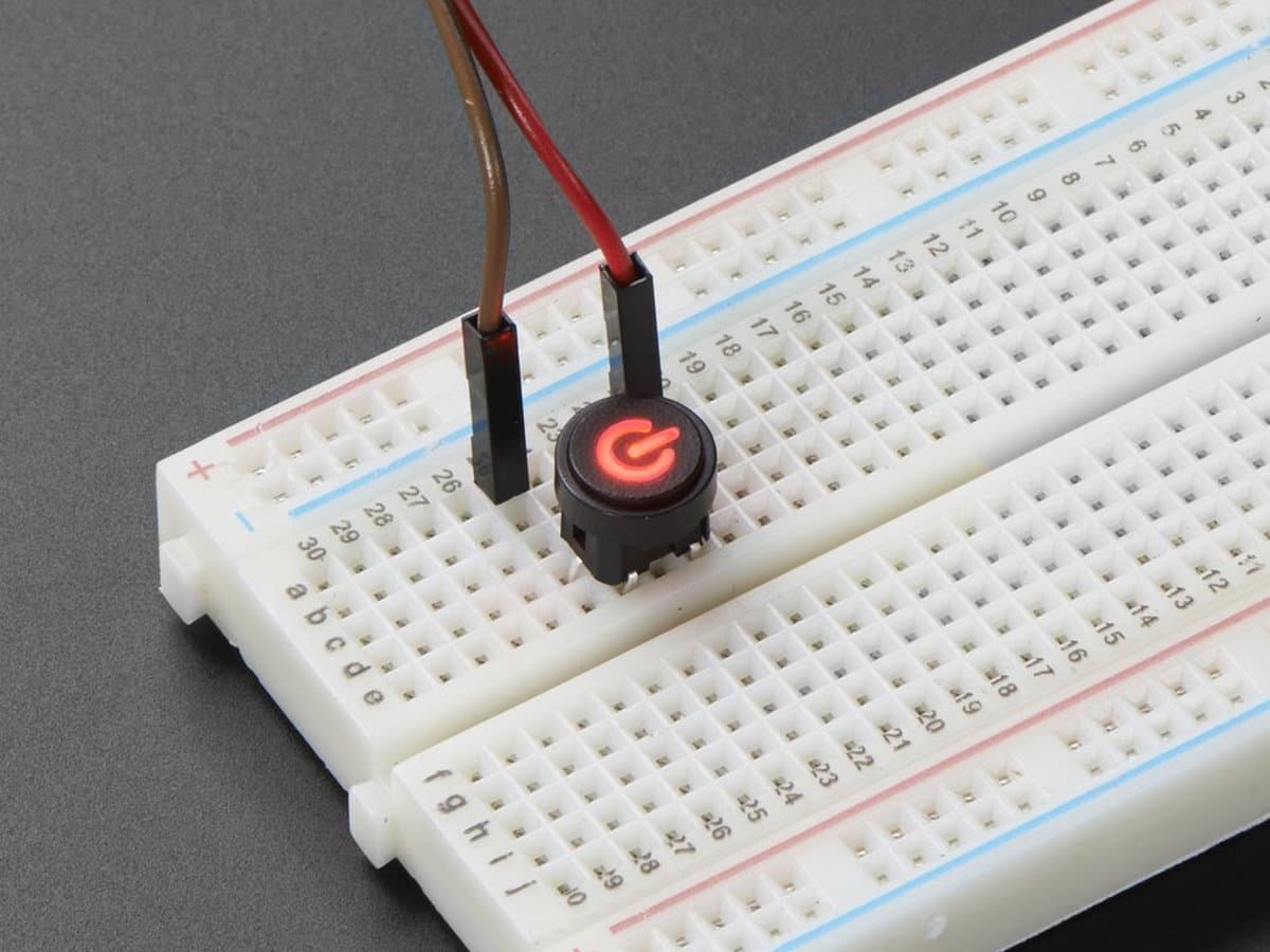 Mini Illuminated Momentary Pushbutton - Red Power Symbol Adafruit 3104 — afbeelding 1