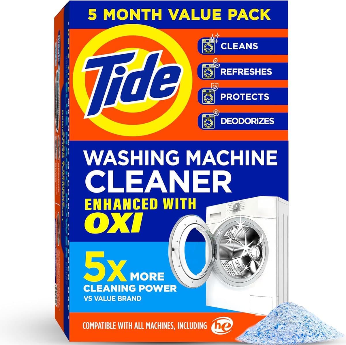 Tide Washing Machine Cleaner with Oxi – Dieptereiniging voor Wasmachines – 5 Maanden Supply — afbeelding 1