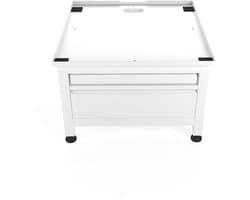 Wasophoogte® Wasmachine verhoger met lade en plateau - Wasmachine opbouwmeubel - Wasmachine sokkel - 42cm hoog - Wit - Universeel - 65*60,5 (LxB) - Inclusief wandbeugels