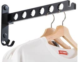 Wandgemonteerd Kledingrek - Droogrek - Droogrek Inklapbaar - Aluminium - Zwart — afbeelding 1