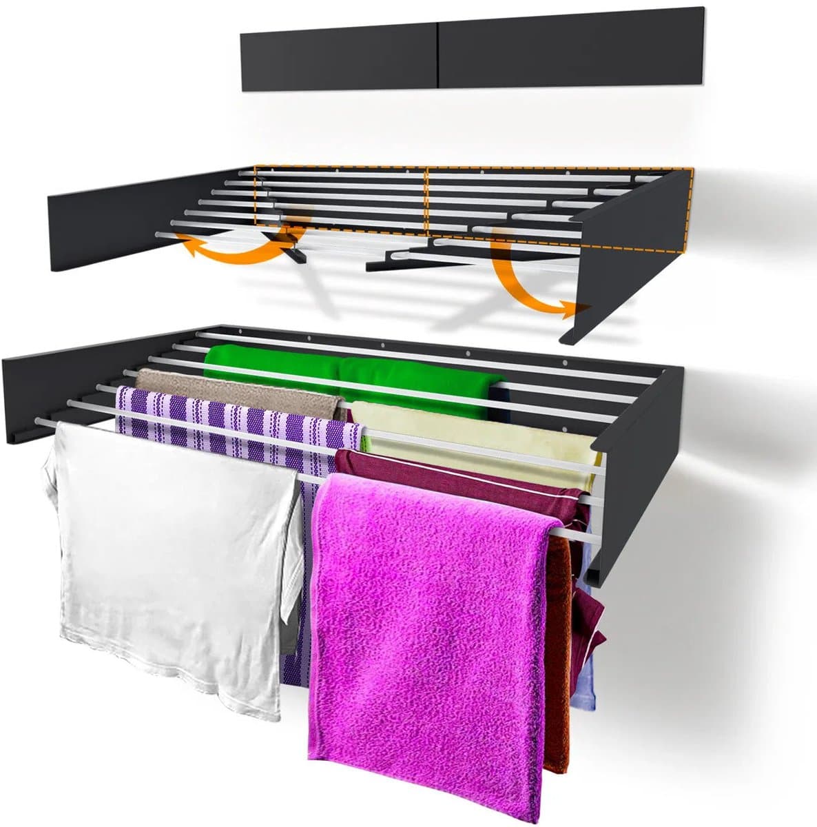 120 cm - Wandmontage - Industrieel Grijs - 4 m Drooglengte — afbeelding 1
