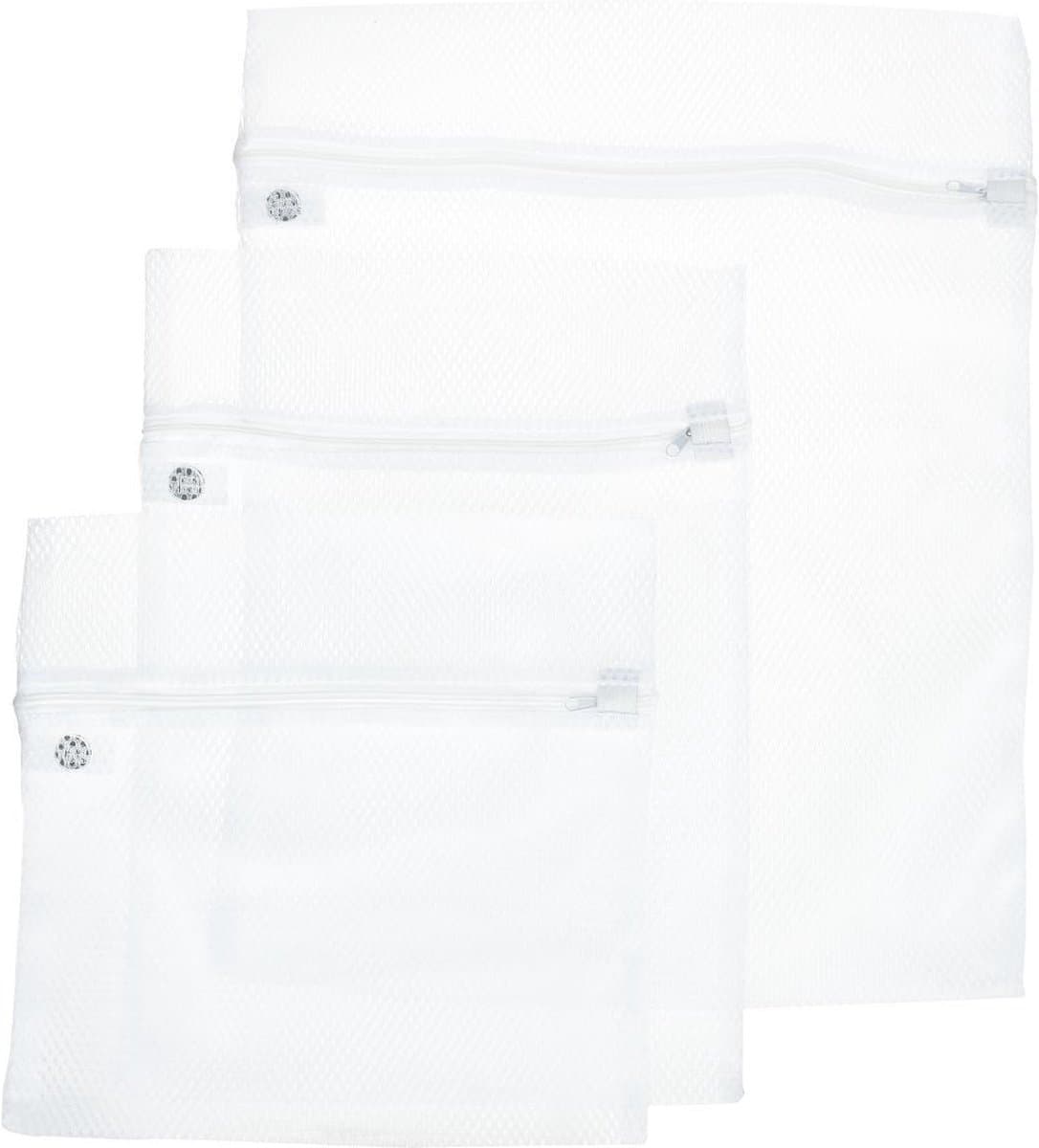 5Five Set van 3x stuks waszakjes/wasnetjes - wit - in 3 formaten - Wasgoed zakjes - BH zakjes — afbeelding 1