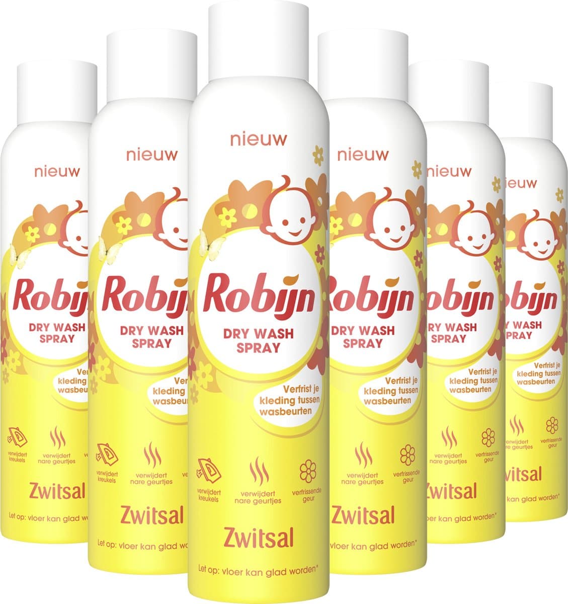Robijn- Zwitsal Dry Wash Spray - 6 flessen x 200 ml - Voordeelverpakking — afbeelding 1