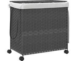 vidaXL - Wasmand - op - wielen - 60x35x60,5 - cm - rattan - grijs