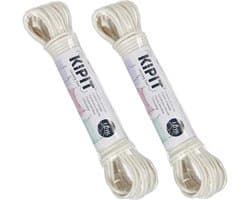 Kipit Waslijn - 2x - 10 meter - PVC - wit - drooglijn / waslijndraad