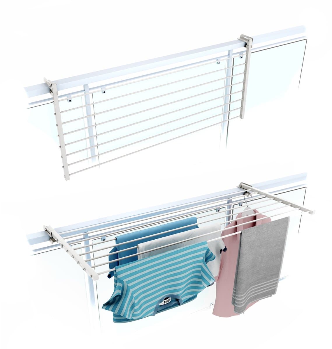 Foxydry Duo 102 cm hangend droogrek - wit - rechthoekige reling — afbeelding 1