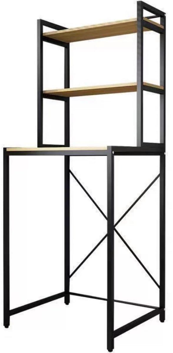 Livista® Wasmachine Kast - 3-Laags Opslagrek - Ruimtebesparende Wasruimte Organizer - 181x60x70 CM - Zwart — afbeelding 1