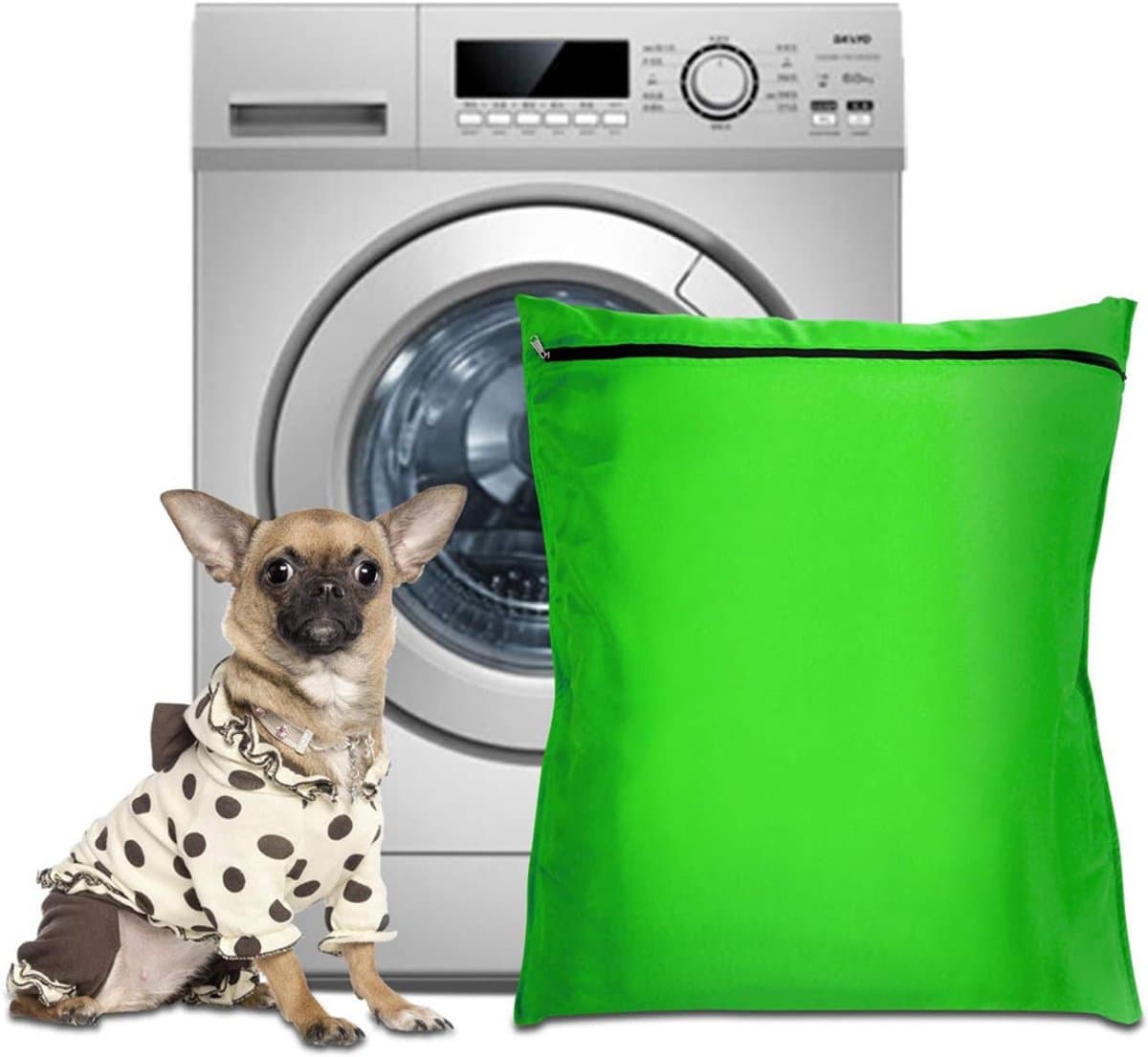 Waszakken voor huisdieren - Waszakken van twill polyester - Grote waszakken met rits - Voorkomt dat waszakken verstopt raken door dierenhaar - Waszakken voor huisdierendekens - Geweldig voor honden en katten (65x70cm) - groente-M — afbeelding 1