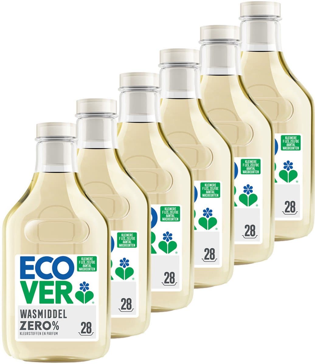 Ecover - Vloeibaar Wasmiddel Zero - Voordeelverpakking 6 x 1 L - 84 wasbeurten - 0 % parfum & kleurstoffen - hypoallergeen - Plantaardig & Biologisch afbreekbaar — afbeelding 1