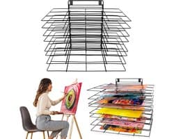 Klein hangend verfdroogrek - 8 planken - Canvas Art Storage - Schilderdroogrek met schroeven