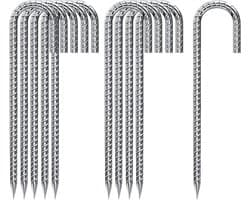 Grondanker-trampoline set van 10 stuks roestvrij staal haringen - stabiel en heavy duty 30 cm metalen J-vormige bodemnagels