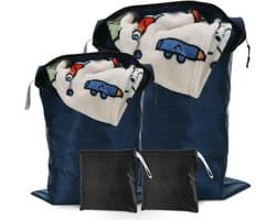 Set van 4 Vouwbare Waszakken voor Vuile Kleding, Herbruikbare en Waterdichte Opbergzakken met Rits voor Zwemmen, Yoga en Reizen