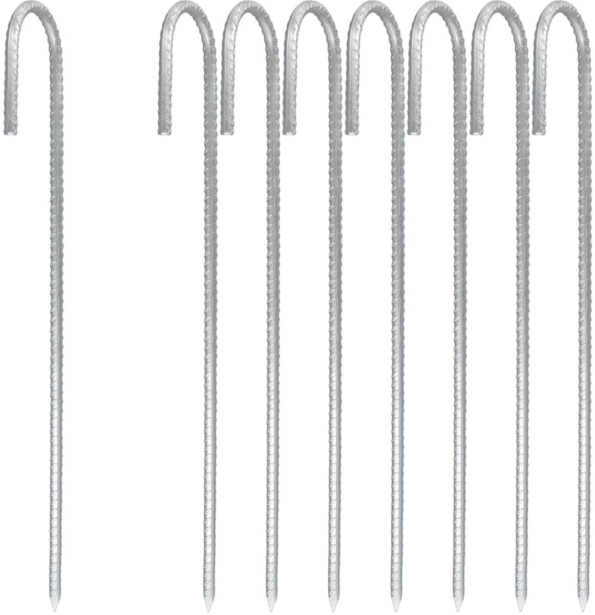 Dailygoods- Grondanker Verzinkt Staal - 8 Stuks - J-vormige Haringen - Tuinharingen - Camping - Outdoor Activiteiten - Geschikt voor Diverse Bodems - Tentharing — afbeelding 1