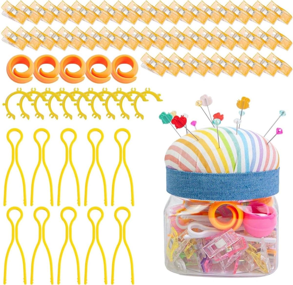 Naaiclips Set - Textiel Clips - Projecten Organiseren - Stofvriendelijke Grip - 76 Delig - Multicolor — afbeelding 1