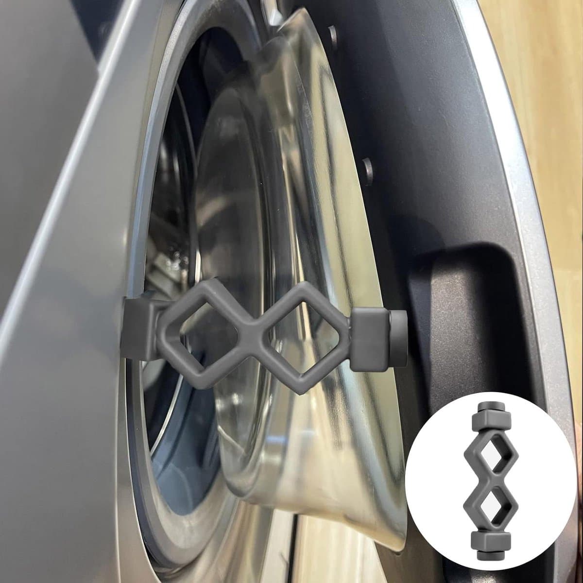 Wasmachine Deur Prop - Wasdeurhouder - Frisse Lucht - Magnetische Bevestiging - 10cm Lengte - Grijs — afbeelding 1