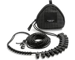 Camping Waslijn - Draagbare Kledinglijn - Kleding Drogen - Winddicht met Clips - 10 Meter - Zwart