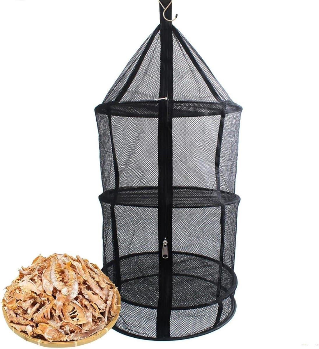 Droogrek Mesh - Opbergnet - Planten Drogen - Versterkte Luchtstroom - 42 cm Diameter - Zwart — afbeelding 1