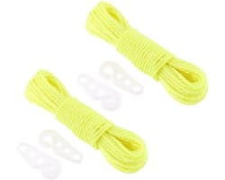 Nylon waslijn - Kleding touw - Kleding drogen - Inclusief 4 haken - 2 stuks 10m - Geel
