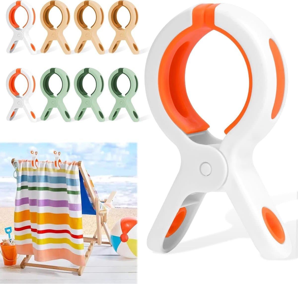 Sterke Winddichte Klemmen voor Strandstoelen - 9 Stuks Grote Kledingknijpers, Handdoek Klemmen voor Zonnebedden, Ideaal voor Badhanddoeken en Bedlinnen — afbeelding 1