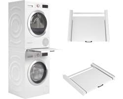 DYNA® Tussenstuk Wasmachine Droger - Stapelkit - Tussenstuk Wasmachine en Droger - Tussenstuk Wasmachine Droger Zwart - Tussenstuk Wasmachine Droger Aeg - Wit - 54cm x 60cm x 8cm