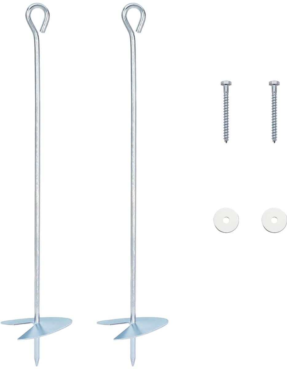 vidaXL - Aardanker - 2 - pcs - Zilverkleurig - Ø10 - x - 50 - cm - Gegalvaniseerd - Metaal — afbeelding 1