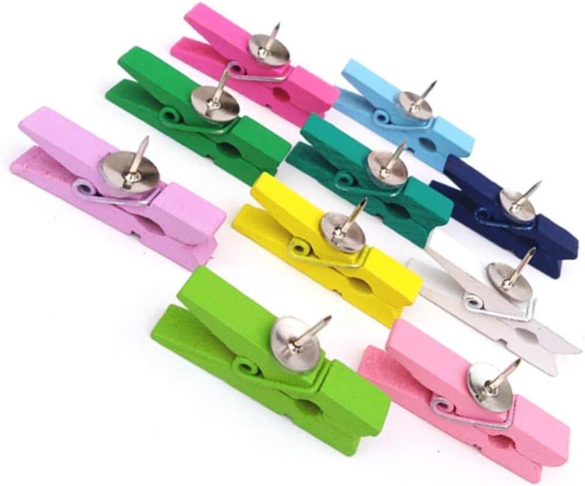Houten Clips - Decoratieve Speldjes - Creatieve Projecten - Met Metalen Punaise - 50 Stuks - Willekeurig — afbeelding 1