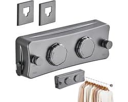 Uittrekbare Waslijn - Dubbel Touw - Kleding Drogen - Anti-doorhangend Ontwerp - 51 Meter - Grijs