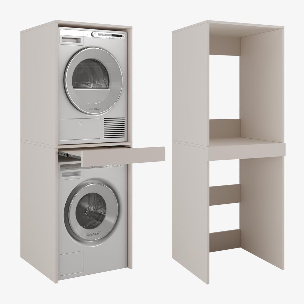 Waskast - Opbergkast - Wasmachine Opbergen - Uittrekbaar Werkblad - 66 cm Breed - Cashmere — afbeelding 1