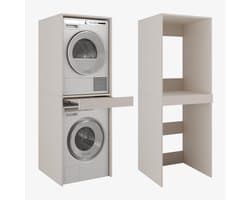 Waskast - Opbergkast - Wasmachine Opbergen - Uittrekbaar Werkblad - 66 cm Breed - Cashmere