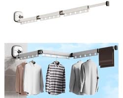 NTH products- Droogrek intrekbaar - Kledingrek met zuignap - Opvouwbare kledingstang - Handdoekhouder - Voor balkon/badkamer - Melkwit 3-weg
