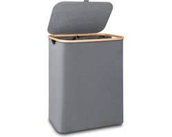 Florixa® Wasmand 2 Vakken - Wasmand - Wassorteerder - Grijs - 40cm x 20cm x 60cm