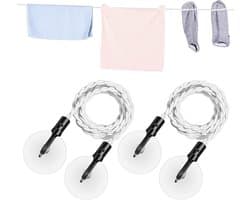 Reis Waslijn - Draagbare Waslijn - Kleding Drogen - Met Haken en Zuignappen - Tot 2.8 Meter - Wit
