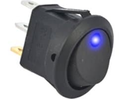 Tuimelschakelaar Auto SPST rond 12V 20A met Led - kleur Blauw - wipschakelaar