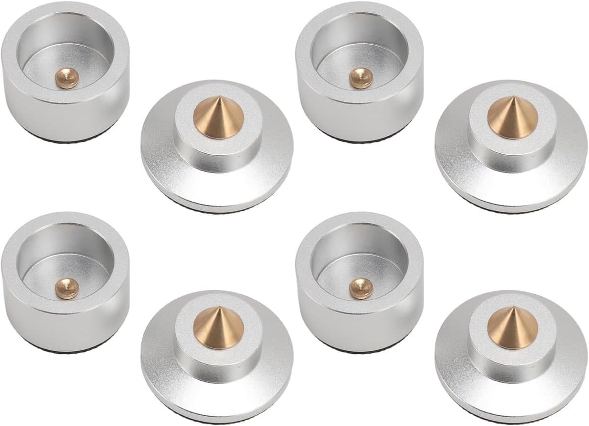 Luidspreker Isolatievoeten - Trillingsdempers - Audio Stabilisatie - Aluminiumlegering met siliconen - 4 Stuks - Zilver — afbeelding 1