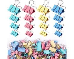 122 Stuks Binder Clips - Diverse Maten en Kleuren voor Kantoorbenodigdheden