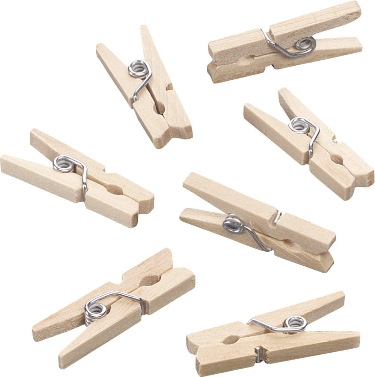 Houten Wasknijpers - Miniatuur Knijpers - Kleine Was Ophangen - FSC Gecertificeerd Hout - 25x7mm - Naturel — afbeelding 1