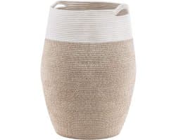 Geweven wasmand van katoenen touw - mand voor wasgoed - ideaal voor wasserette of slaapkamer - 25,6 cm hoog - bruin.