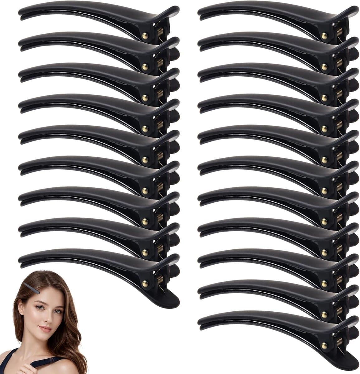 Haarclips Set - Verdelingsklemmen Kappers - Haar Styling Knippen - Duurzaam Groot Bijten - 20 Stuks - Zwart — afbeelding 1