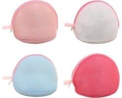 4 stuks kleine bh waszakken, mesh waszak met ingebouwde standaard lingerie voor dames halfrond ritsen wasmachinetas voor beha ondergoed sokken reiswasserij