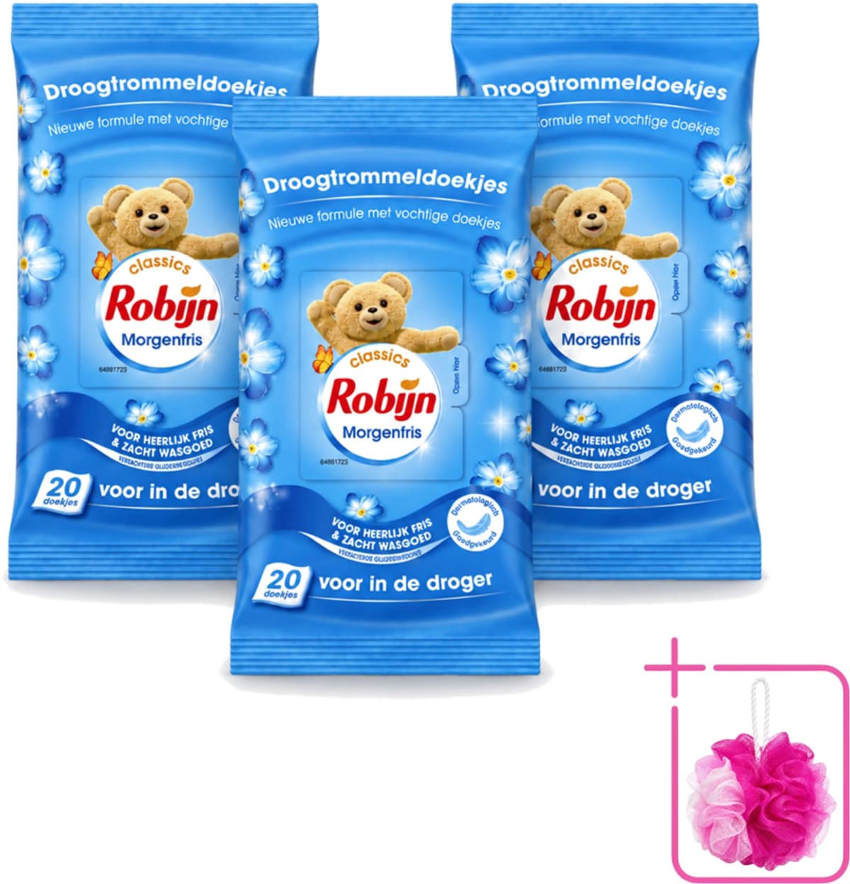 3 x Robijn – Droogtrommeldoekjes – Morgenfris - 20 Doekjes - Bulkverpakking - Droogtrommeldoekjes - Wasgoed drogen — afbeelding 1