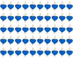 Houten Hart Wasknijpers - Foto Clips Briefpapier - Decoratie Knippen - Unieke Hartvorm - 50 stuks - Marineblauw