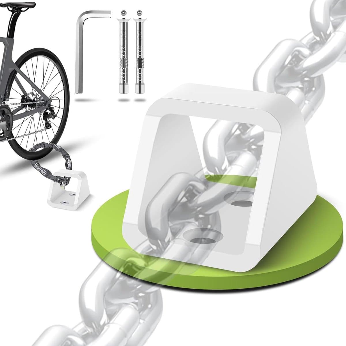 Fietsmuuranker - Grondanker - Diefstalpreventie - Verstevigd Ontwerp - 5 mm dik - Wit — afbeelding 1