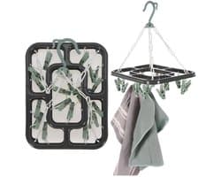 Storage Solutions Droogcarrousel / droogmolen - 2x - grijs / groen - met 18 knijpers - 24 x 31 cm - kunststof