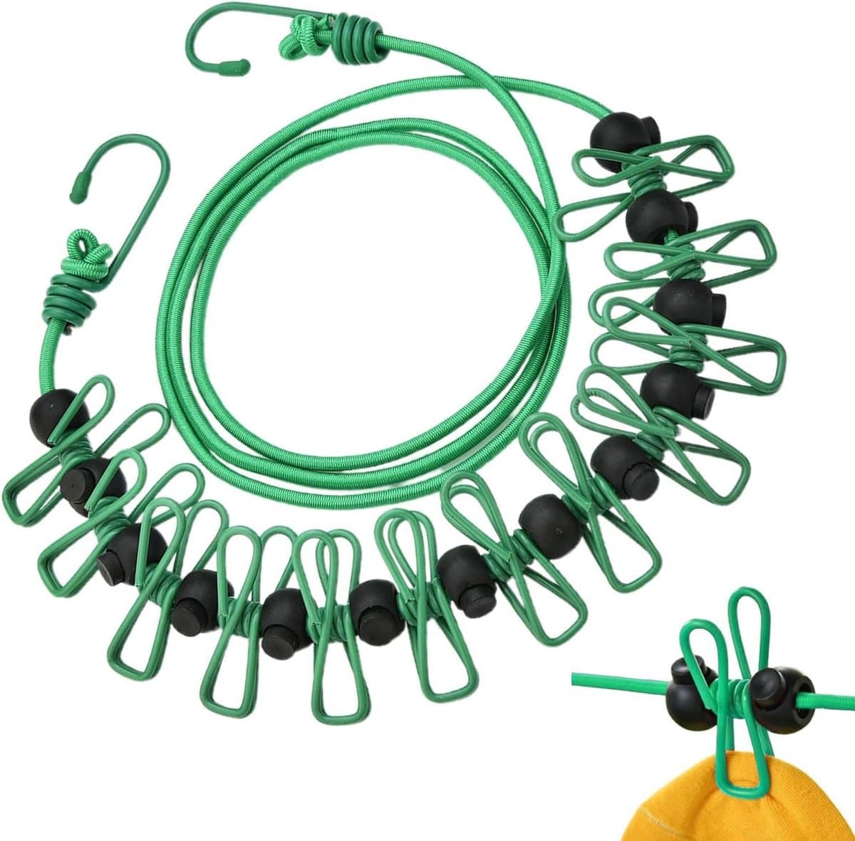 Waslijn - Drooglijn - Kleding Drogen - Winddicht Ontwerp - 1.7 Meter - Groen — afbeelding 1