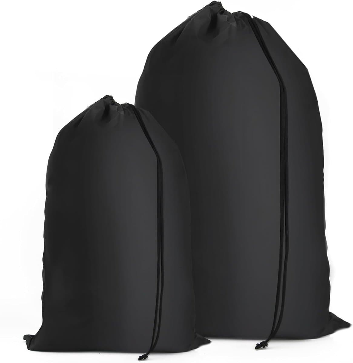 SnelShoppen - 2 grote waszakken met trekkoord, herbruikbaar, voor slaapkamer en reizen, grijs, 40x60 cm en 50x80 cm, ruime capaciteit, ideaal voor was — afbeelding 1