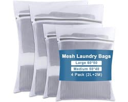 SnelShoppen - Waszakken Set voor Wasmachine 4 Stuks, Zakken met Rits, Fijn Gaas en Duurzaam, Herbruikbare Waszakken voor Ondergoed, Sokken en Delicate