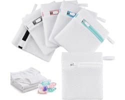 Waszak klein 6-delige set – mini-wasmachinetak met honingraatstructuur 14 × 12 cm | waszak voor fijne was beha-sokken | waszak wasmachine nettas | nettas voor ondergoed