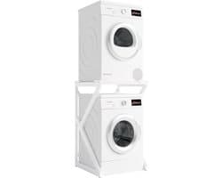 Opbergkast Wasmachine Droger - Stapelset Meubel - Ruimte Besparen - Stabiele Metalen Structuur - 100 kg Capaciteit - Wit