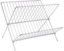 Dailygoods- Droogrek Opvouwbaar - 2-laags - Roestvrij Staal - X-vormig - Duurzaam - 28x33cm - Afdruiprek