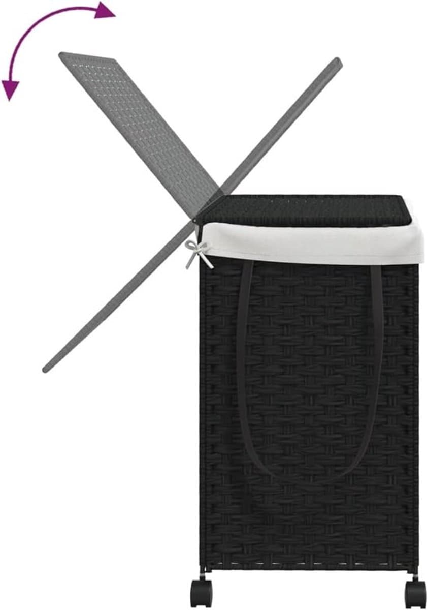 Wasmand – Wasbak – Wascontainer – Wasopslag – Waskorf – Handgevlochten Rotan Met Wielen — afbeelding 1